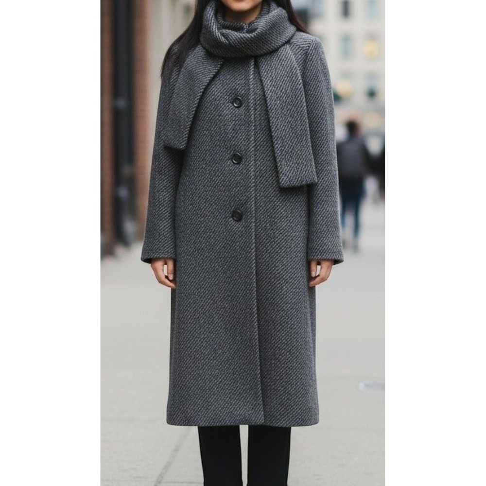 Vintage Bromleigh Wool Tweed Coat scarf collar - UNION MADE USA | SZ: Large